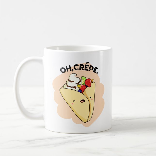 Oh Crepe Funny Food Pun Kaffemugg (Vänster)