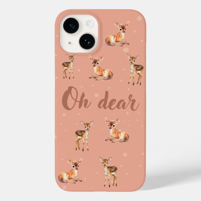 Oh Dear iPhone Case in Peach and Brown (Baksida)