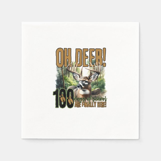 Oh Deer 100 Days Of School Deer Hunting Celebratio Pappersservett (Framsidan)