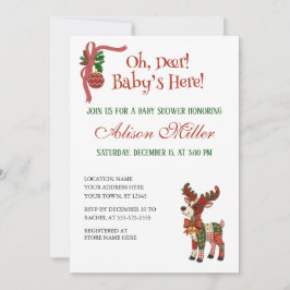 Oh, Deer! Baby’s Here! – Christmas Baby Shower Inbjudningar