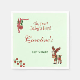 Oh, Deer! Baby’s Here! – Christmas Baby Shower Pappersservett