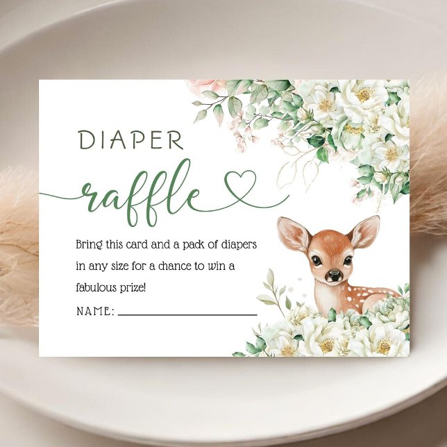 Oh Deer Baby Shower Gender Neutral Diaper Raffle  Tilläggskort (Skapare uppladdad)