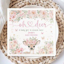Oh Deer Baby Shower Girl Blush Pink Paper Napkin Pappersservett