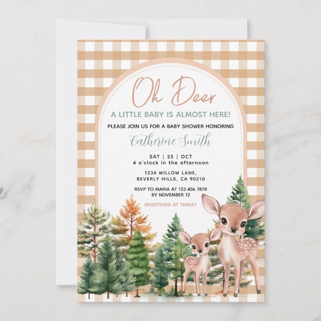 Oh Deer Baby Shower Invitation Inbjudningar (Framsida)