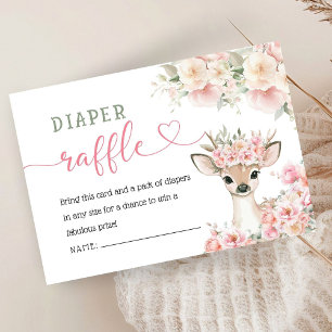 Oh Deer Baby Shower Rosa Blöja Lotteri Tilläggskort