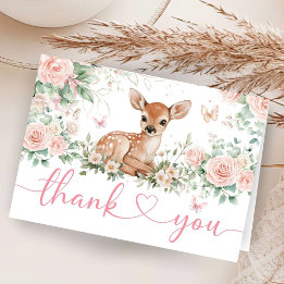 Oh Deer Baby Shower Rosa Vikbar Tackkort