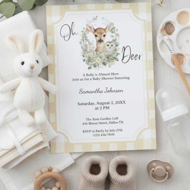 Oh Deer Baby Shower • Woodland Neutral Theme Inbjudningar (Skapare uppladdad)
