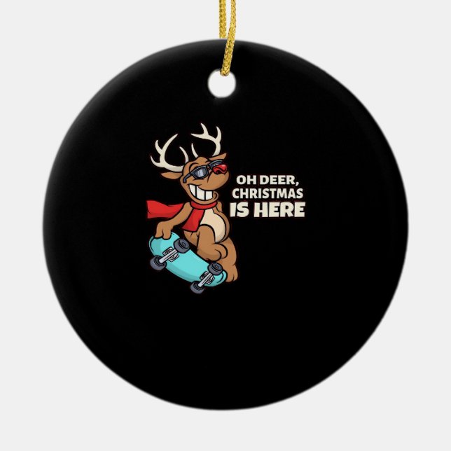 Oh Deer Christmas Celebration Holiday Design Julgransprydnad Keramik (Framsidan)