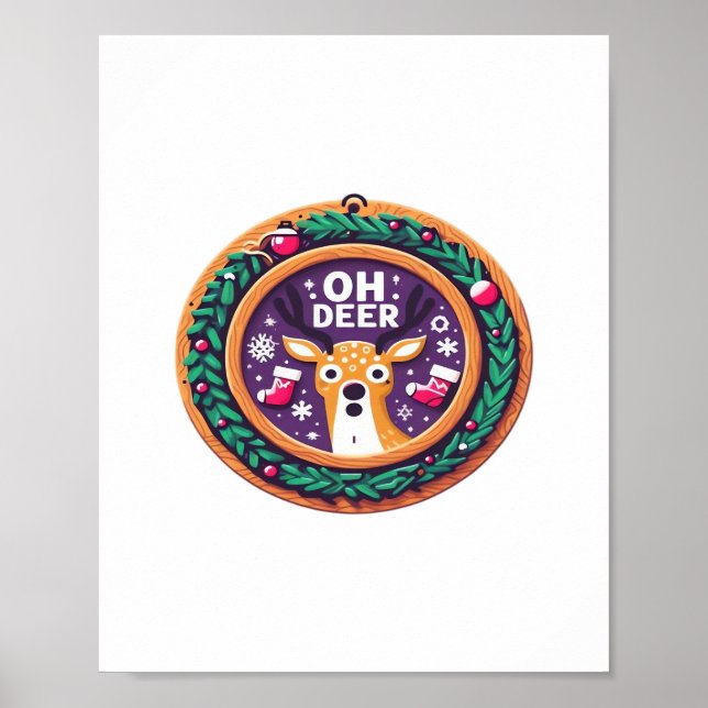 Oh Deer Christmas Festive Holiday Design  Poster (Framsidan)