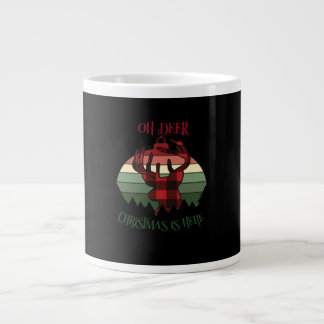 Oh Deer Christmas Is Here Joyful Aesthetic  Jumbo Mugg
