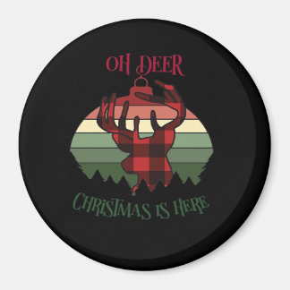 Oh Deer Christmas Is Here Joyful Aesthetic  Magnet
