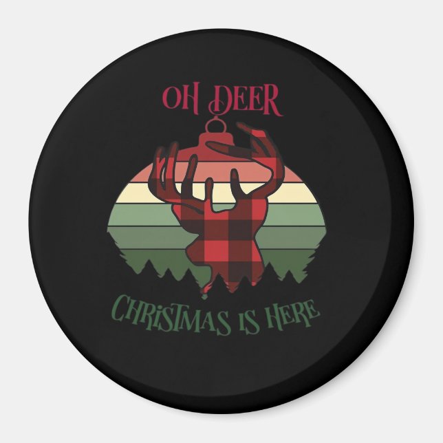 Oh Deer Christmas Is Here Joyful Aesthetic  Magnet (Framsidan)