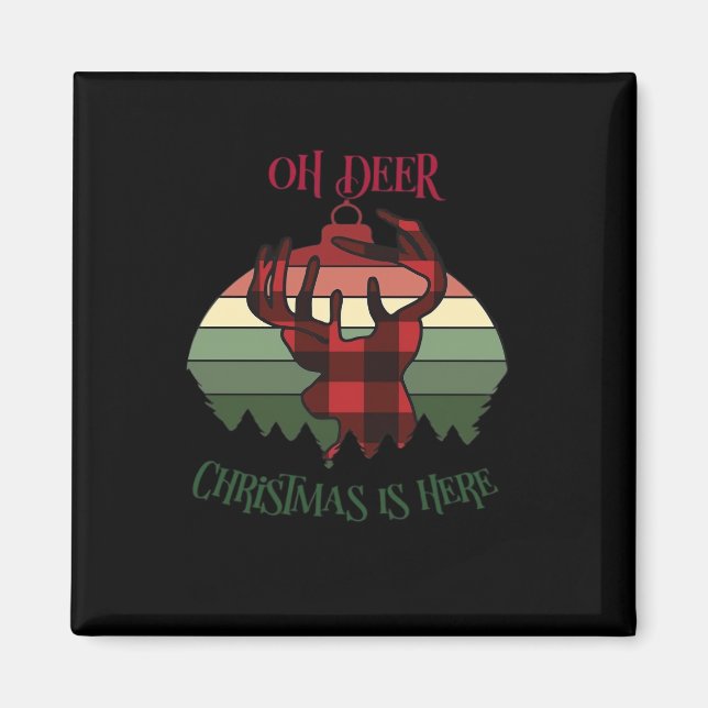 Oh Deer Christmas Is Here Joyful Aesthetic  Magnet (Framsidan)