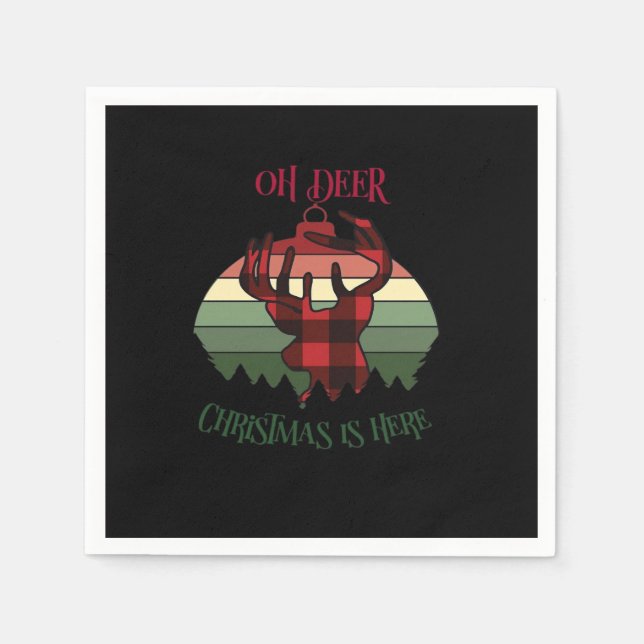 Oh Deer Christmas Is Here Joyful Aesthetic  Pappersservett (Framsidan)