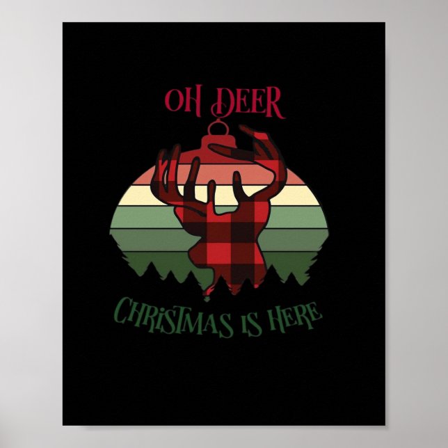Oh Deer Christmas Is Here Joyful Aesthetic  Poster (Framsidan)
