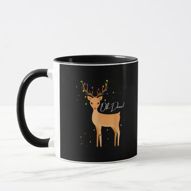 Oh Deer Christmas Light Pajama Cute Reindeer Holid Mugg (Vänster)