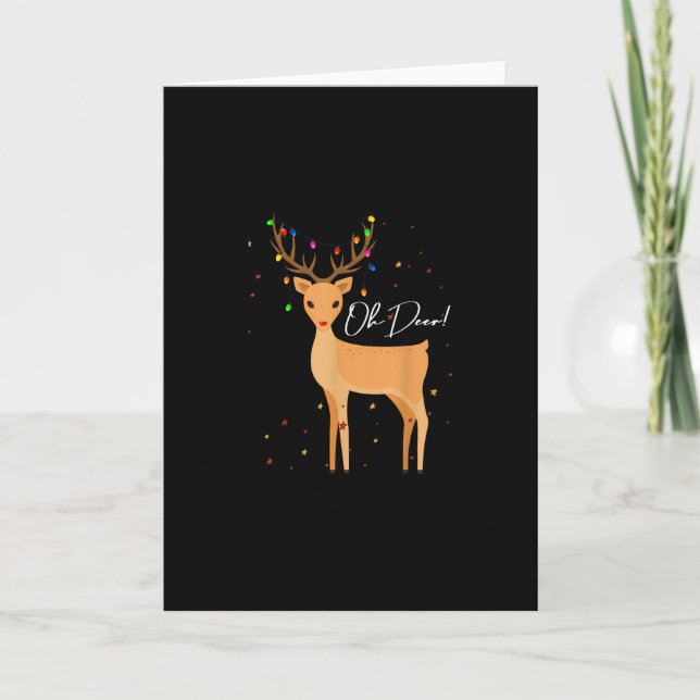 Oh Deer Christmas Light PajamaFolded Greeting Card Kort (Framsida)