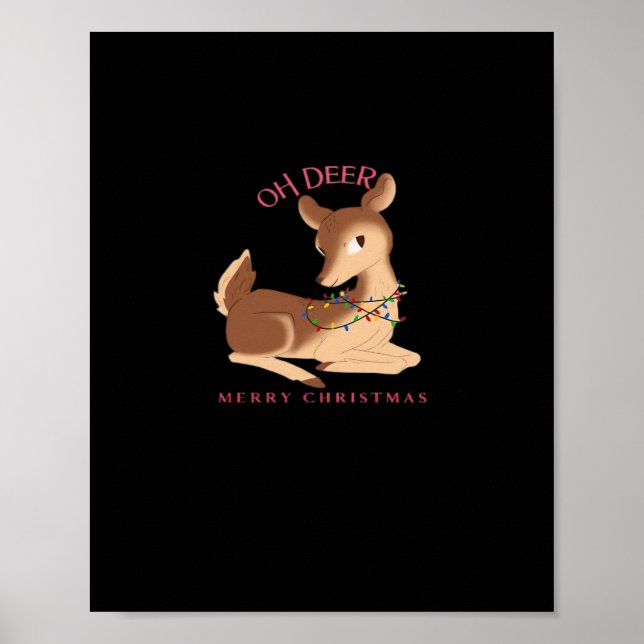 Oh Deer Christmas Modern Design  Poster (Framsidan)