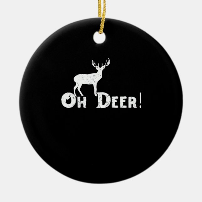 Oh Deer Clean Graphic Style Julgransprydnad Keramik (Framsidan)
