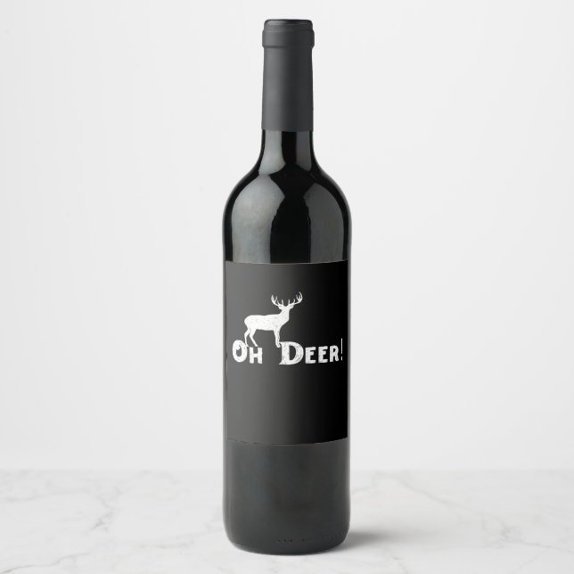 Oh Deer Clean Graphic Style  Vinflaska Etikett (Framsida)