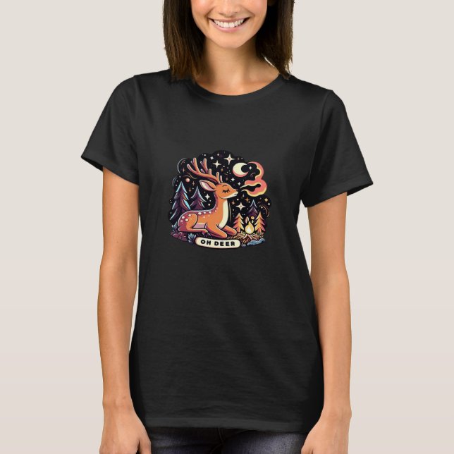 Oh Deer Contemporary Graphic Vibe T Shirt (Framsida)