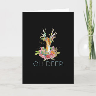 Oh Deer Cute Colorful Deer MinFolded Greeting Card Kort