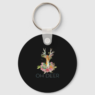 Oh Deer Cute Colorful Deer Minimal Design Keychain Nyckelring