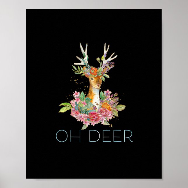 Oh Deer Cute Colorful Deer Minimal Design  Poster (Framsidan)