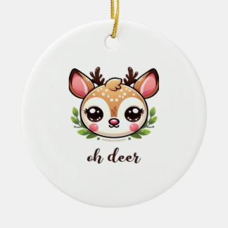 Oh Deer Cute Deer Minimal Design Julgransprydnad Keramik
