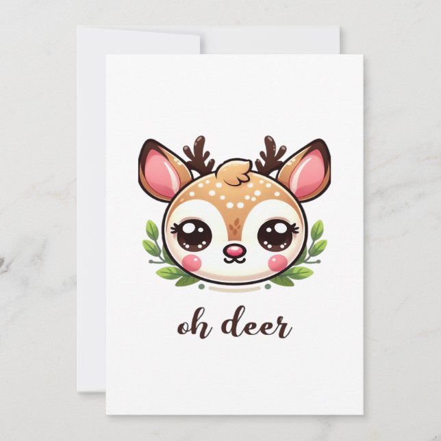 Oh Deer Cute Deer Minimal Design Julkort (Framsida)