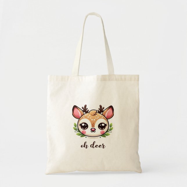 Oh Deer Cute Deer Minimal Design Tygkasse (Framsidan)