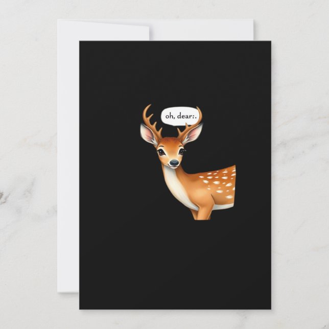 Oh Deer Cute Punny Deer Saying Whimsical Quote Julkort (Framsida)