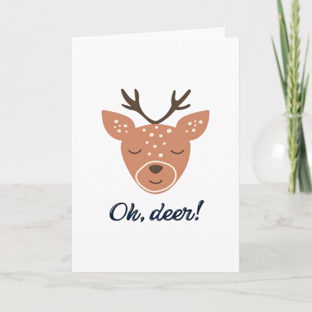 Oh Deer Deer Love Save The DeeFolded Greeting Card Kort (Framsida)