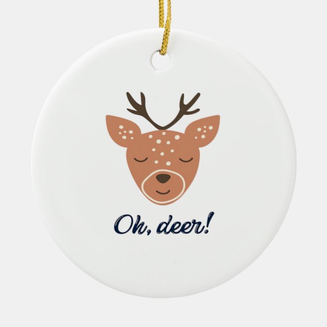 Oh Deer Deer Love Save The Deer Creative Design Julgransprydnad Keramik (Framsidan)