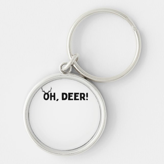 Oh Deer Enkel Estetik  Rund Silverfärgad Nyckelring (Framsidan)