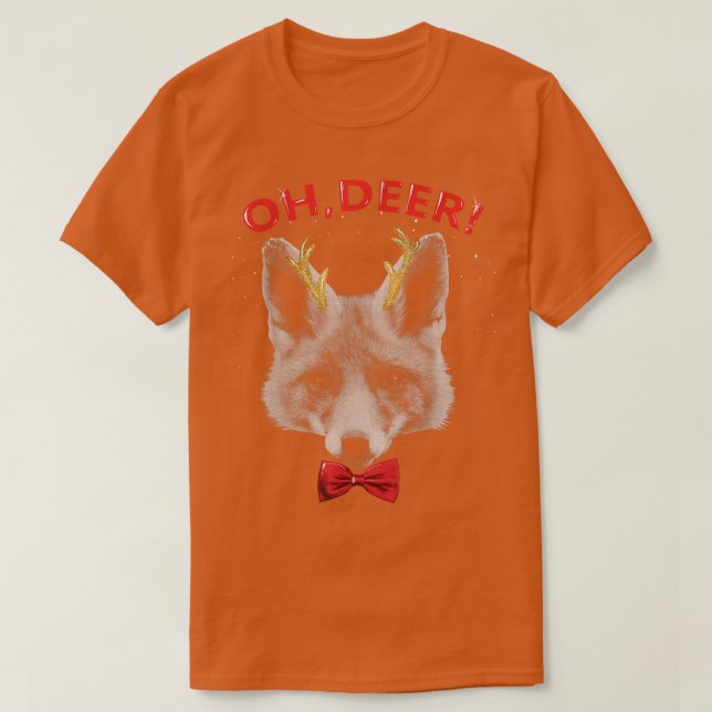 Oh Deer Fo Xmas Red Bowtie Christimas Outfit  T Shirt (Design framsida)