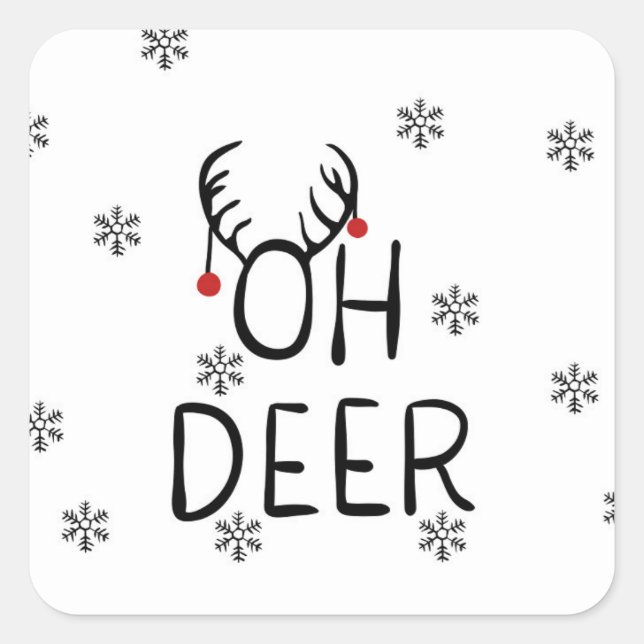 Oh, Deer! Fyrkantigt Klistermärke (Framsida)
