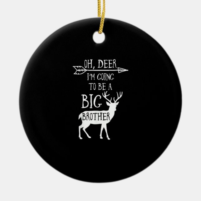 Oh Deer Going To Big Brother Christmas Announcemen Julgransprydnad Keramik (Framsidan)