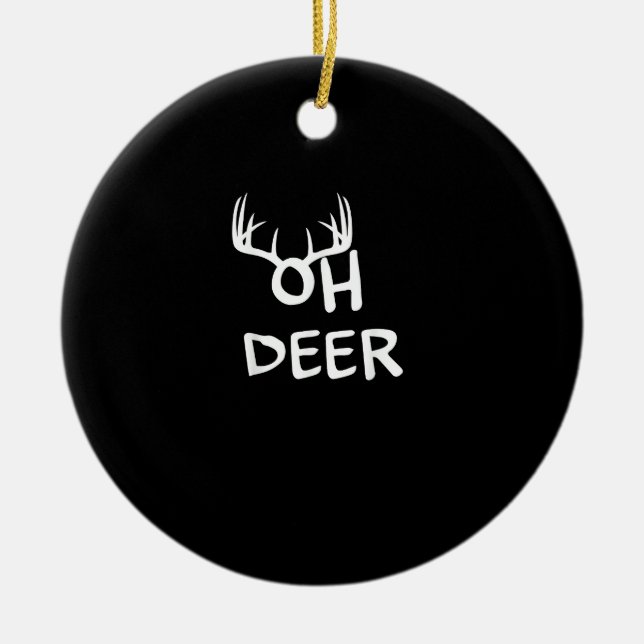 Oh Deer Hunter Rustic Outdoor Design Julgransprydnad Keramik (Framsidan)