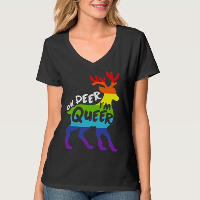 Oh Deer I m Queer  Cute LGBTQ Gay Pride Joke Pun H T Shirt (Framsida)