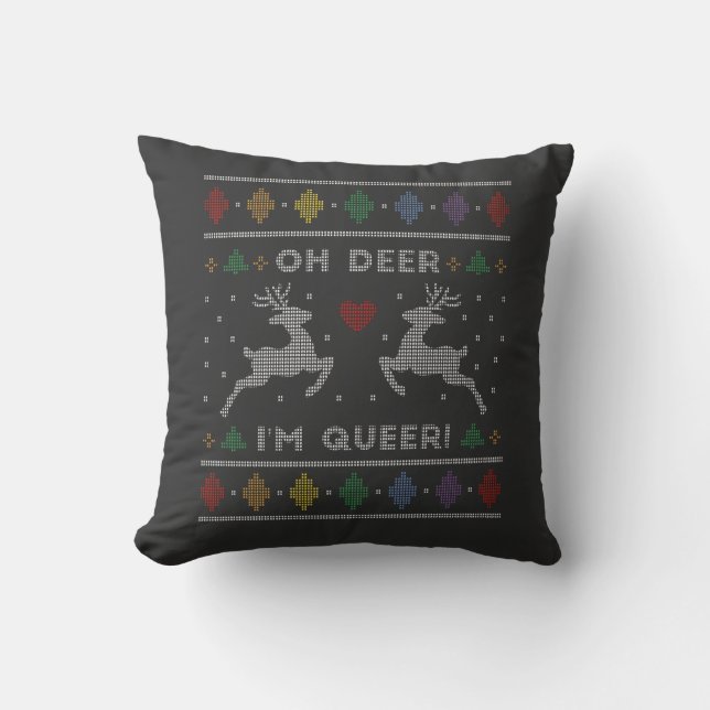 Oh Deer Im Queer Ugly Christmas Sweater  Kudde (Framsida)