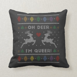 Oh Deer Im Queer Ugly Christmas Sweater Kudde