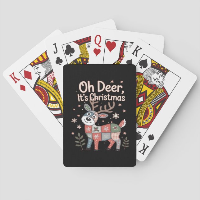 Oh Deer Its Christmas Miniature Patchwork Squares Casinokort (Baksidan)