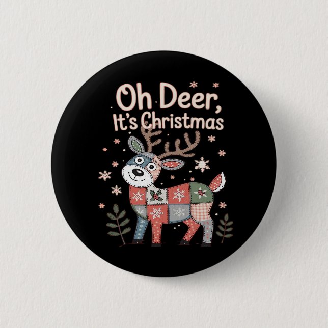 Oh Deer Its Christmas Miniature Patchwork Squares Knapp (Framsida)