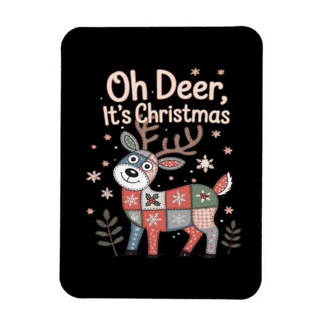 Oh Deer Its Christmas Miniature Patchwork Squares Magnet (Vertikal)