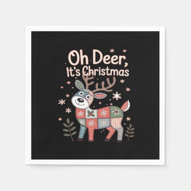 Oh Deer Its Christmas Miniature Patchwork Squares Pappersservett (Framsidan)