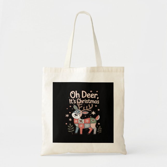 Oh Deer Its Christmas Miniature Patchwork Squares Tygkasse (Framsidan)