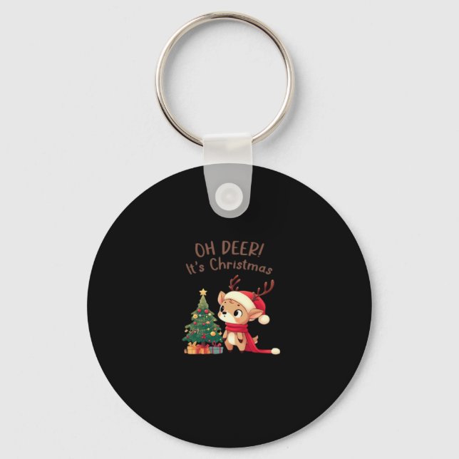 Oh Deer Its Christmas Modern Aesthetic StyKeychain Nyckelring (Framsida)