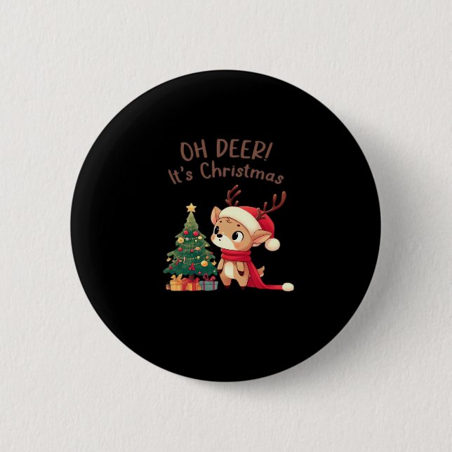 Oh Deer Its Christmas Modern Aesthetic Style  Knapp (Framsida)