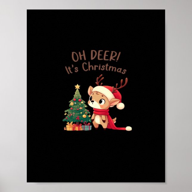 Oh Deer Its Christmas Modern Aesthetic Style  Poster (Framsidan)